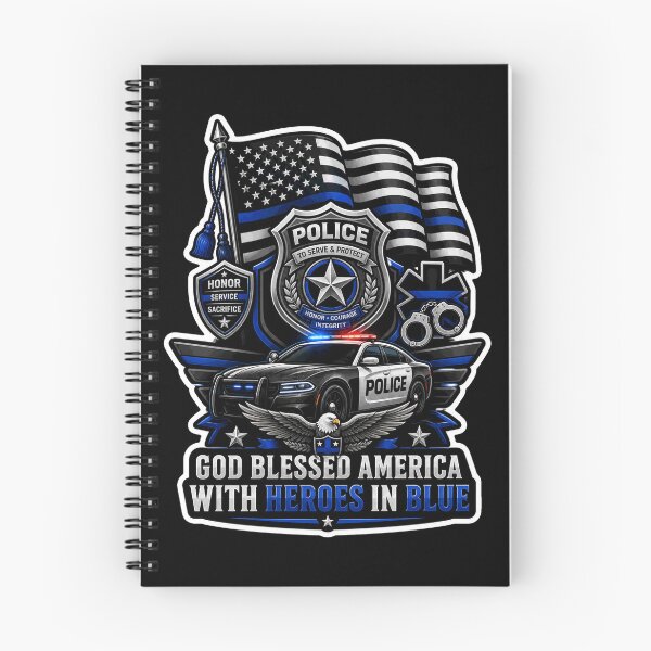 Item preview, God Blessed America Heroes In Blue Police Support Christian Gift designed and sold by ConCeptGifts.