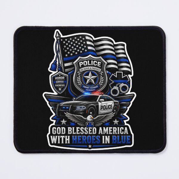 Item preview, God Blessed America Heroes In Blue Police Support Christian Gift designed and sold by ConCeptGifts.