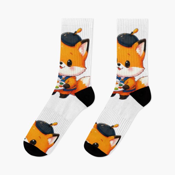 Item preview, Kawaii Fox Painter At Easel designed and sold by DailyDoodlesBySumbul.