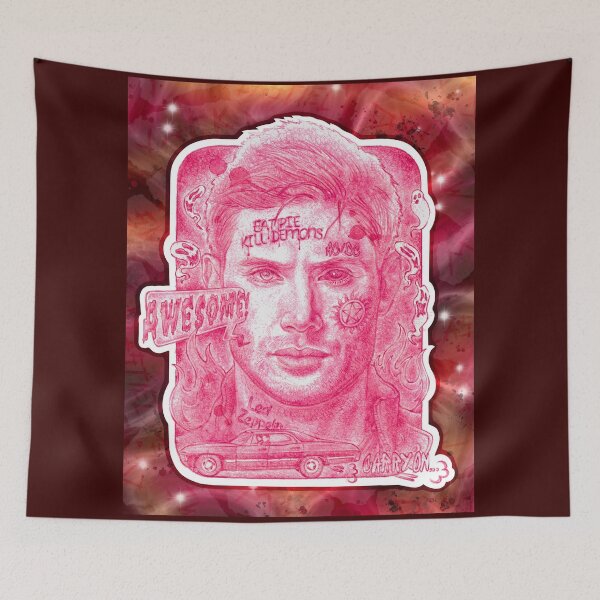 Item preview, DEMON HUNTER RETRO DARK FANTASY RED INK POSTER designed and sold by MariInk.