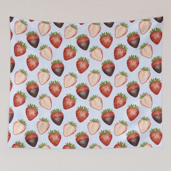 Item preview, Juicy Strawberry Hand Drawn Seamless Pattern designed and sold by Retro Street Studios.