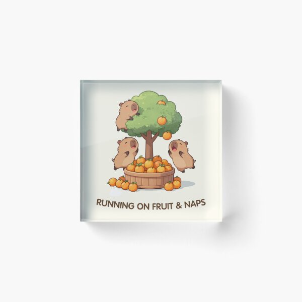 Item preview, Running on Fruit & Naps – Orange Tree Capybaras designed and sold by BCapybara.