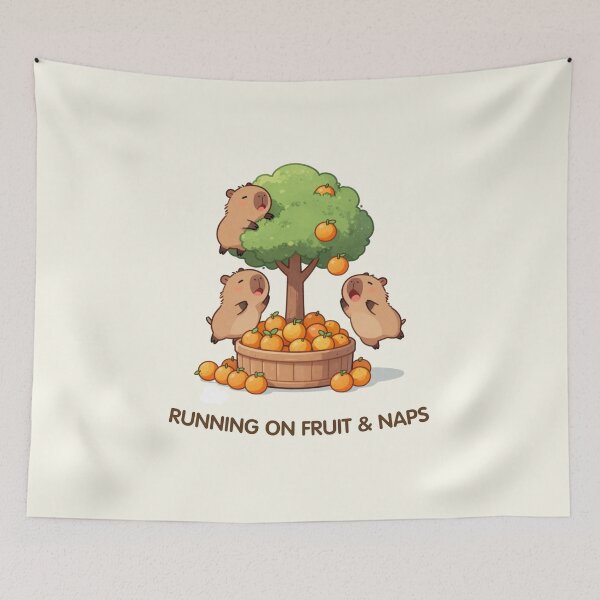 Item preview, Running on Fruit & Naps – Orange Tree Capybaras designed and sold by BCapybara.