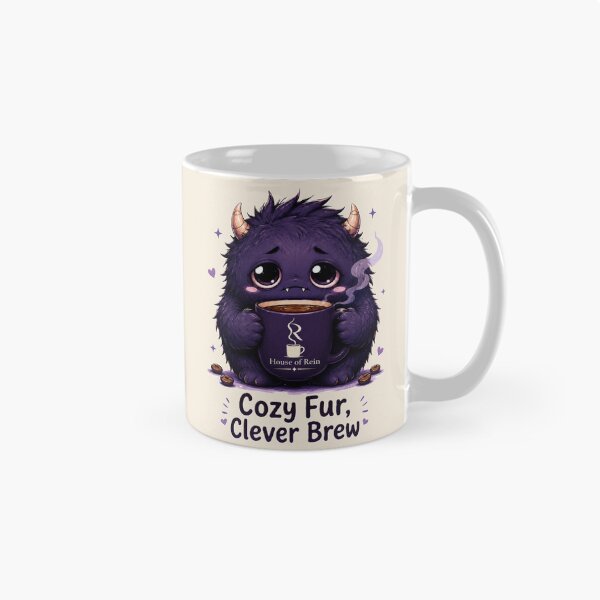 Item preview, Cozy Fur Clever Brew Cute Coffee Monster designed and sold by House of Rein.