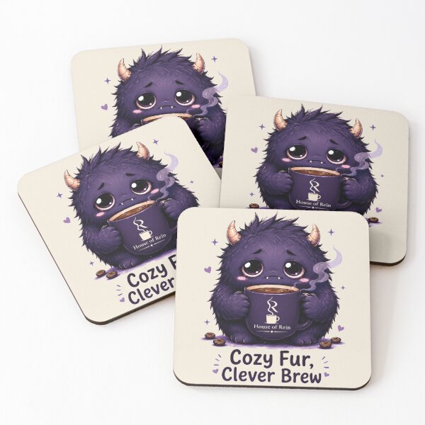 Item preview, Cozy Fur Clever Brew Cute Coffee Monster designed and sold by House of Rein.