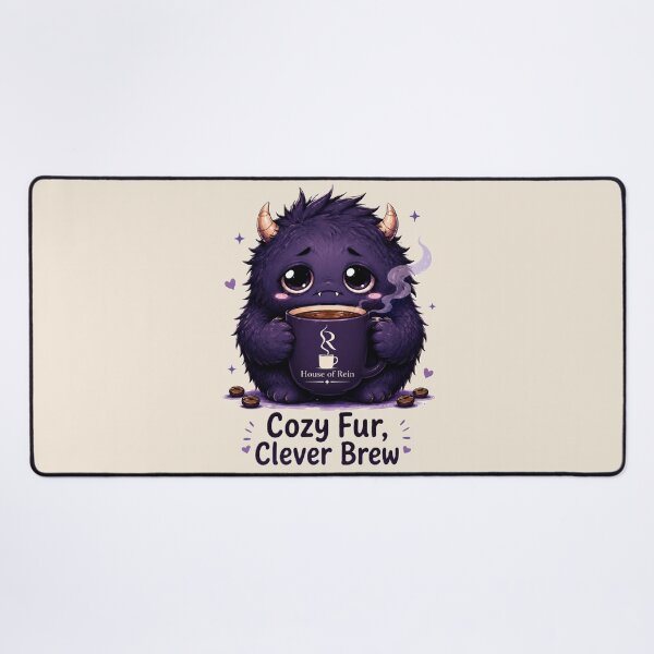 Item preview, Cozy Fur Clever Brew Cute Coffee Monster designed and sold by House of Rein.
