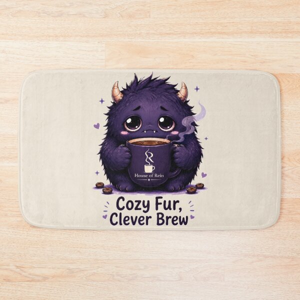 Item preview, Cozy Fur Clever Brew Cute Coffee Monster designed and sold by House of Rein.