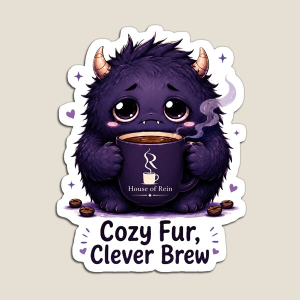 Item preview, Cozy Fur Clever Brew Cute Coffee Monster designed and sold by House of Rein.