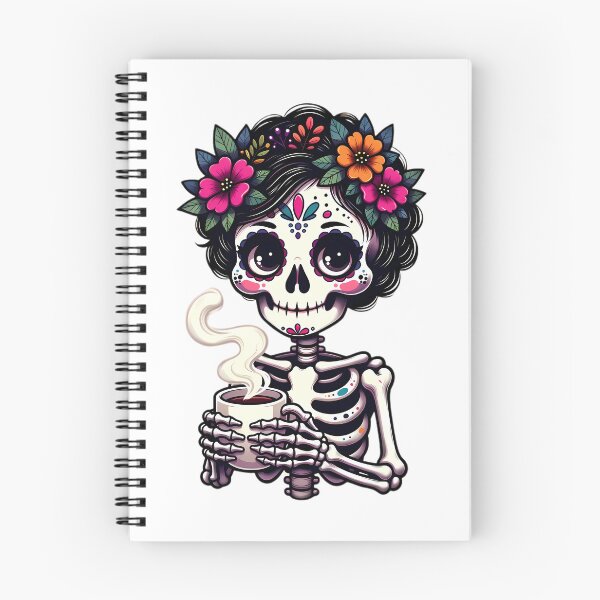 Item preview, Sugar Skull Skeleton Drinking Coffee designed and sold by Linework Studio.