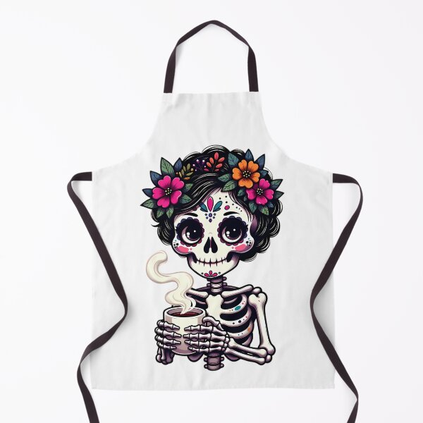 Item preview, Sugar Skull Skeleton Drinking Coffee designed and sold by Linework Studio.