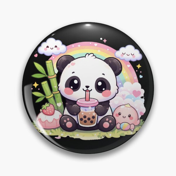 Item preview, Cute Panda Kawaii With Boba Tea Sitting With Bamboo designed and sold by NovaNookStudio.