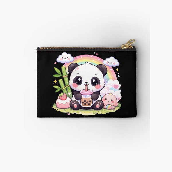 Item preview, Cute Panda Kawaii With Boba Tea Sitting With Bamboo designed and sold by NovaNookStudio.