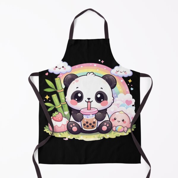 Item preview, Cute Panda Kawaii With Boba Tea Sitting With Bamboo designed and sold by NovaNookStudio.