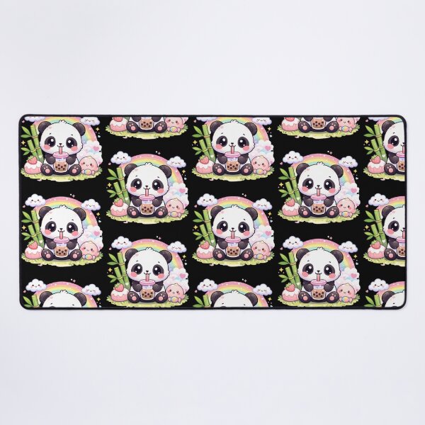 Item preview, Cute Panda Kawaii With Boba Tea Sitting With Bamboo designed and sold by NovaNookStudio.