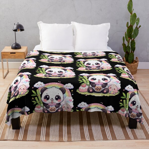 Item preview, Cute Panda Kawaii With Boba Tea Sitting With Bamboo designed and sold by NovaNookStudio.