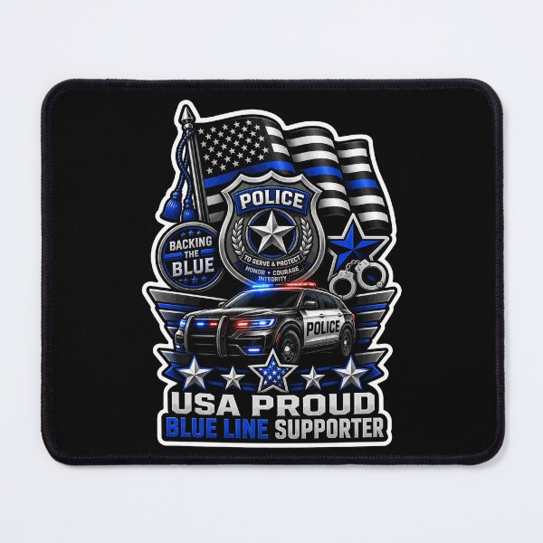 Item preview, USA Proud Blue Line Supporter Police Badge American Flag Gift designed and sold by ConCeptGifts.