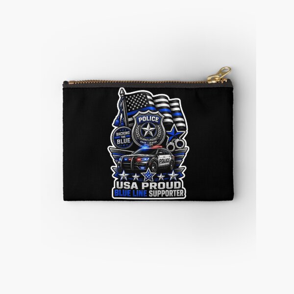 Item preview, USA Proud Blue Line Supporter Police Badge American Flag Gift designed and sold by ConCeptGifts.