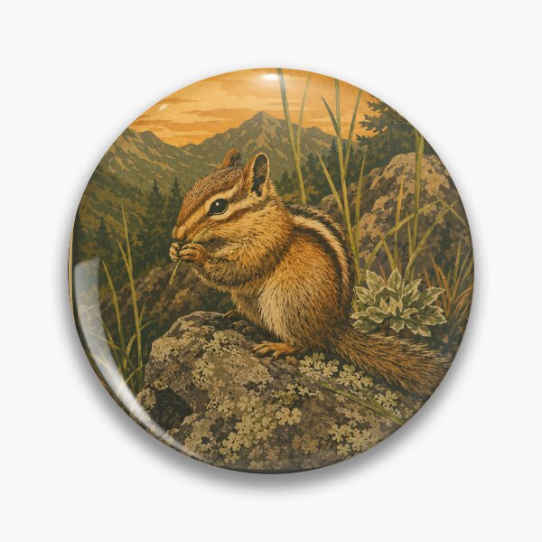 Item preview, Vintage Chipmunk Mountain Wildlife Art designed and sold by TheFableFoxStudio.