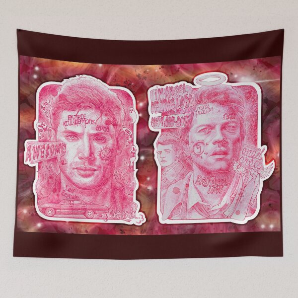 Item preview, HUNTER AND ANGEL DARK FANTASY DUO RED INK designed and sold by MariInk.