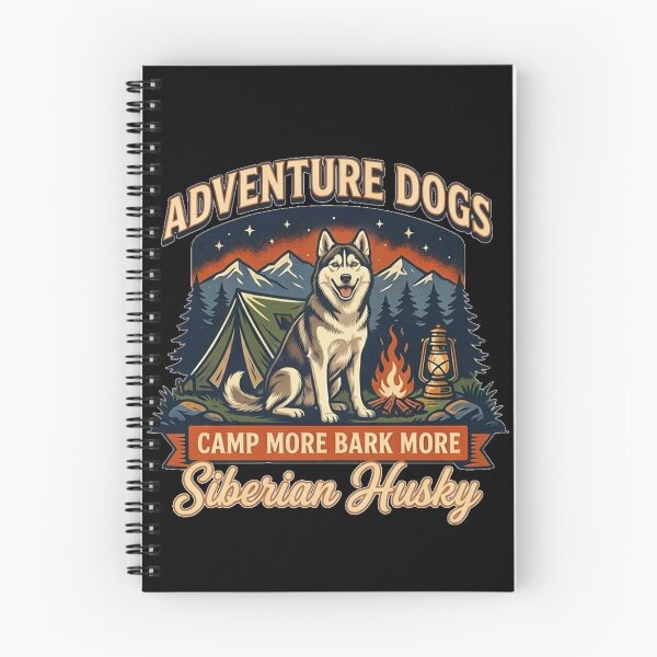 Item preview, Adventure Dogs – Camp More Bark More | Siberian Husky Vintage Camping designed and sold by No Excuses Supply.