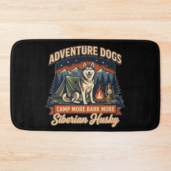 Item preview, Adventure Dogs – Camp More Bark More | Siberian Husky Vintage Camping designed and sold by No Excuses Supply.