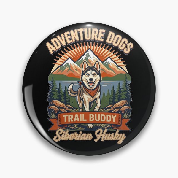 Item preview, Adventure Dogs – Trail Buddy | Siberian Husky Vintage Hiking designed and sold by No Excuses Supply.