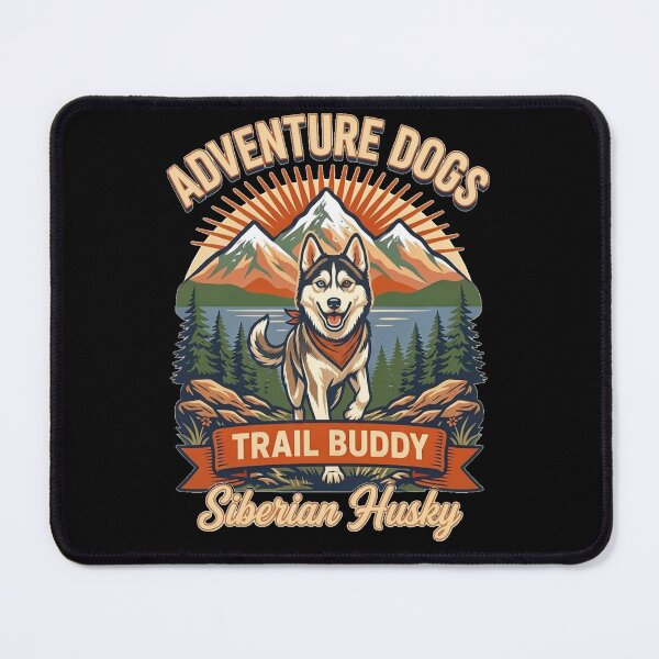 Item preview, Adventure Dogs – Trail Buddy | Siberian Husky Vintage Hiking designed and sold by No Excuses Supply.
