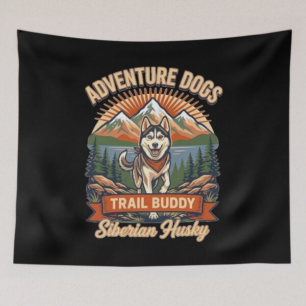 Item preview, Adventure Dogs – Trail Buddy | Siberian Husky Vintage Hiking designed and sold by No Excuses Supply.