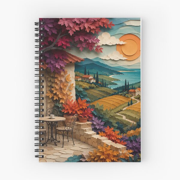 Item preview, Tuscan Countryside Paper Cut Art — Mediterranean Coastal Landscape Wall Decor designed and sold by Aureva Arts Shop.