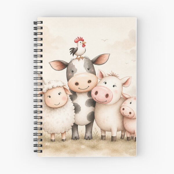 Item preview, Cute Farm Animal Friends Watercolor | Cow Pig Sheep & Chicken designed and sold by PixelExpressStudio.