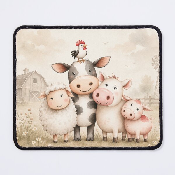 Item preview, Cute Farm Animal Friends Watercolor | Cow Pig Sheep & Chicken designed and sold by PixelExpressStudio.