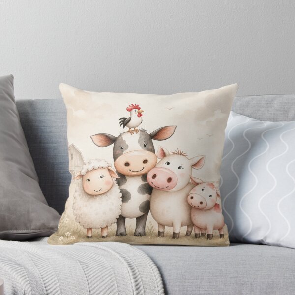 Item preview, Cute Farm Animal Friends Watercolor | Cow Pig Sheep & Chicken designed and sold by PixelExpressStudio.