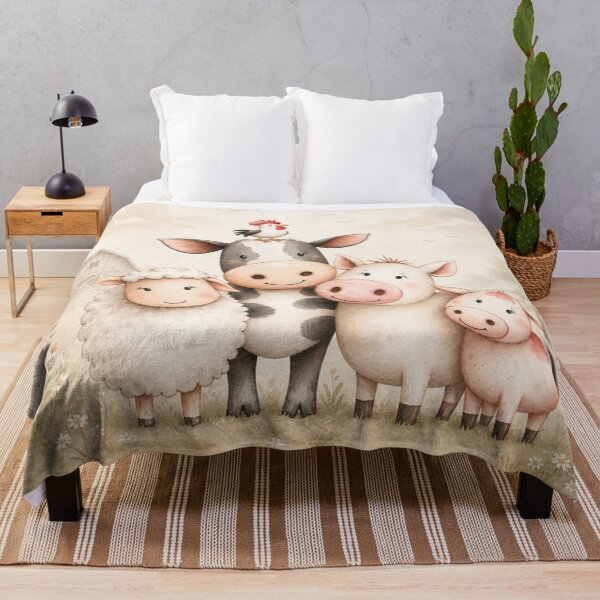 Item preview, Cute Farm Animal Friends Watercolor | Cow Pig Sheep & Chicken designed and sold by PixelExpressStudio.