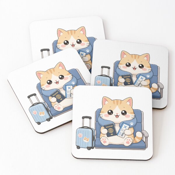 Item preview, Cute Traveling Cat with Passport and Boarding Pass Kawaii Cartoon Design designed and sold by Seculinator.