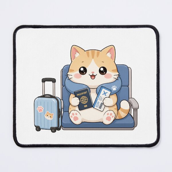 Item preview, Cute Traveling Cat with Passport and Boarding Pass Kawaii Cartoon Design designed and sold by Seculinator.