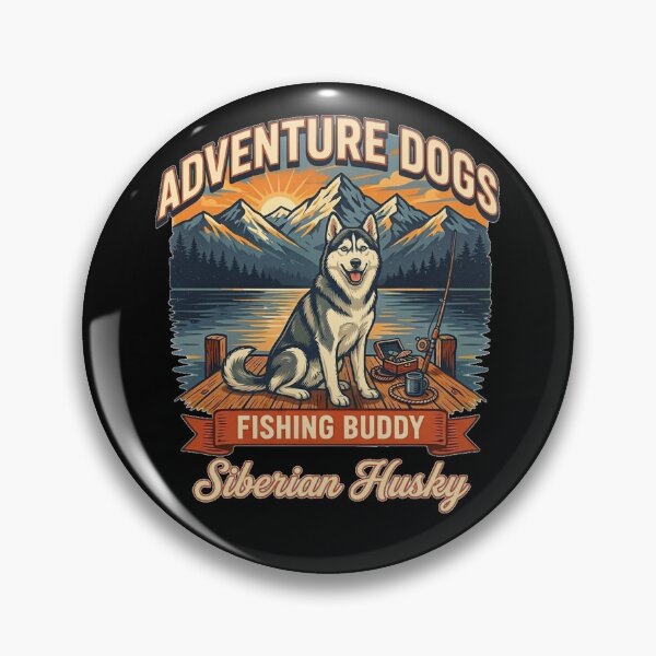 Item preview, Adventure Dogs – Fishing Buddy | Siberian Husky Vintage Fishing designed and sold by No Excuses Supply.