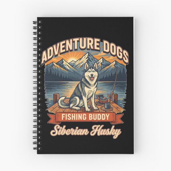 Item preview, Adventure Dogs – Fishing Buddy | Siberian Husky Vintage Fishing designed and sold by No Excuses Supply.