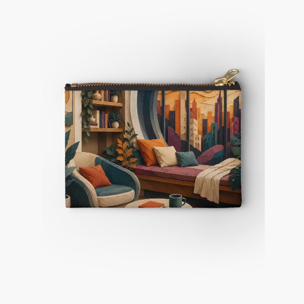 Item preview, Paper Cut Art Cozy Reading Room — Boho Sunset City View Home Decor designed and sold by Aureva Arts Shop.