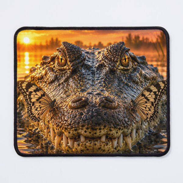 Item preview, Crocodile at peace with almost invisible butterflies designed and sold by JBXDesigner.