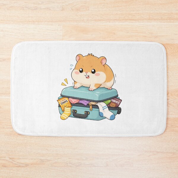 Item preview, Cute Hamster Sitting on Overpacked Suitcase Kawaii Cartoon Travel Design designed and sold by Seculinator.