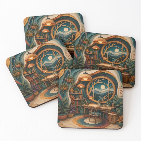 Item preview, Cozy Paper Art Study Room Moonlit Night Decor designed and sold by Aureva Arts Shop.