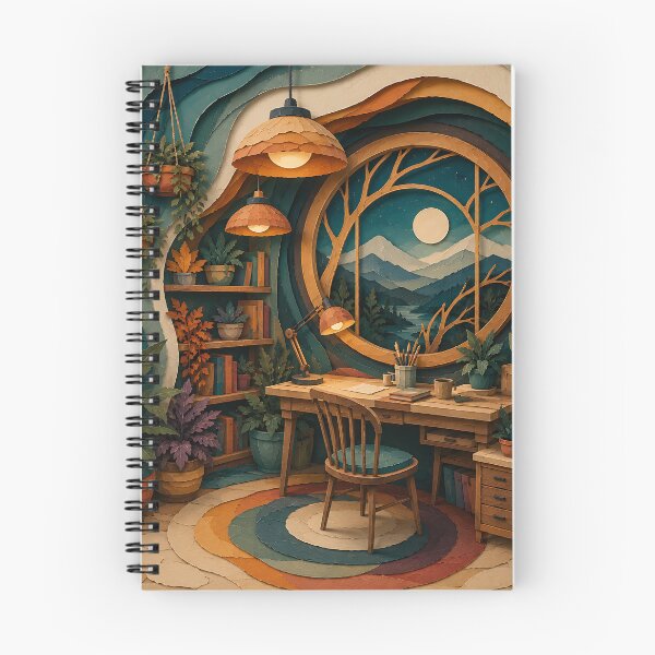 Item preview, Cozy Paper Art Study Room Moonlit Night Decor designed and sold by Aureva Arts Shop.