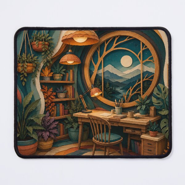 Item preview, Cozy Paper Art Study Room Moonlit Night Decor designed and sold by Aureva Arts Shop.