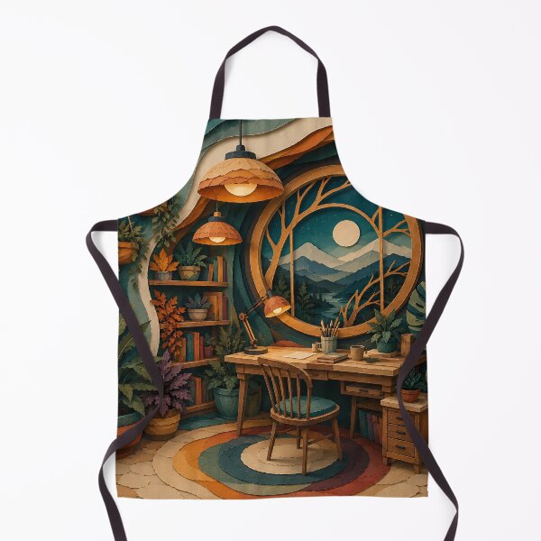 Item preview, Cozy Paper Art Study Room Moonlit Night Decor designed and sold by Aureva Arts Shop.