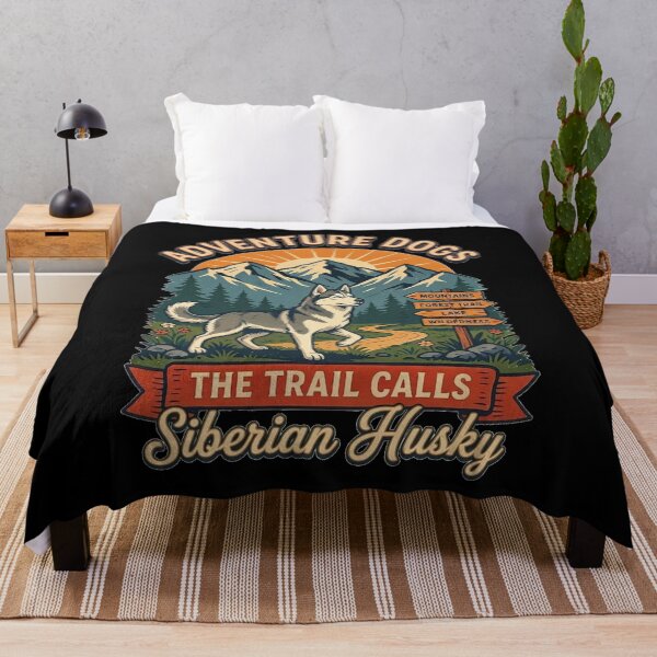 Item preview, Adventure Dogs – The Trail Calls | Siberian Husky Vintage Hiking designed and sold by No Excuses Supply.