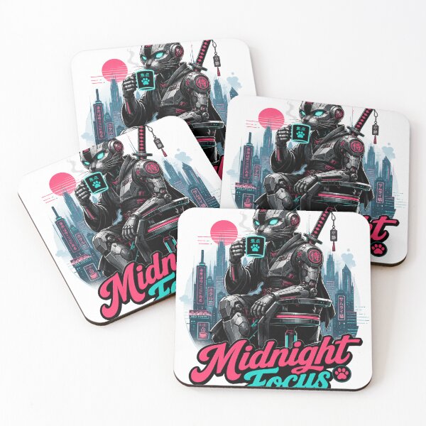 Item preview, Cyberpunk Cat Samurai Focus | Neo Tokyo Tee designed and sold by Retro Rascals Co..