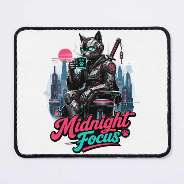 Item preview, Cyberpunk Cat Samurai Focus | Neo Tokyo Tee designed and sold by Retro Rascals Co..