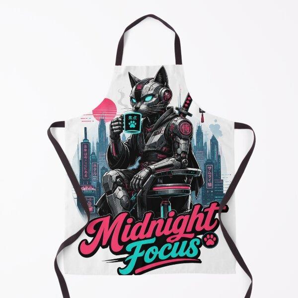 Item preview, Cyberpunk Cat Samurai Focus | Neo Tokyo Tee designed and sold by Feral Feline.