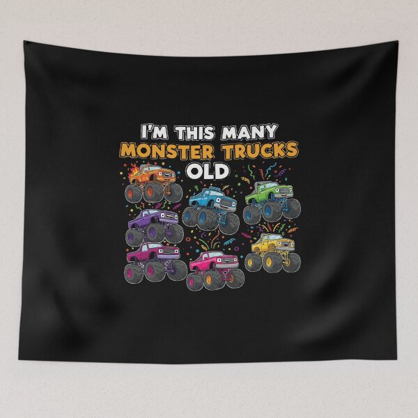 Item preview, I'm This Many Monster Trucks Old 7th Birthday Boy Kids Monster Truck Celebration designed and sold by PopStars1993.