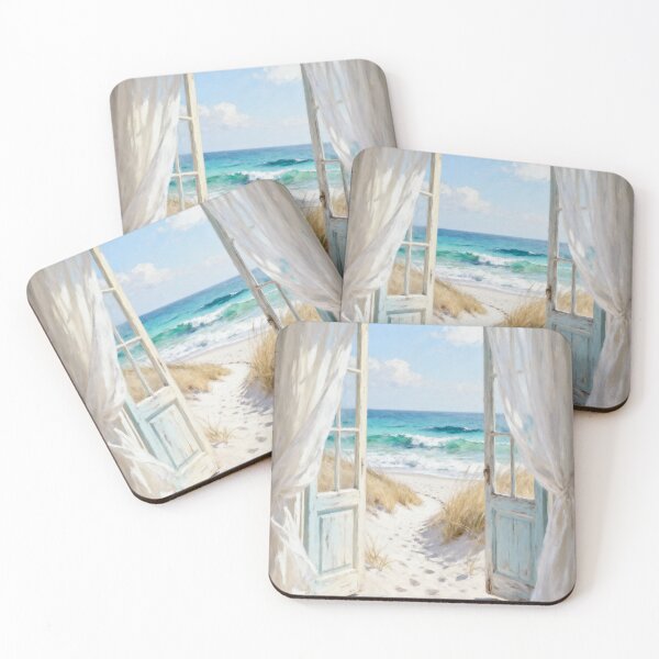 Item preview, Coastal Window View Wall Art Print, Beach House Painting, Seaside Dune Path Artwork, Ocean View Decor, Coastal Cottage Wall Art designed and sold by QuietCanvasArtworks.